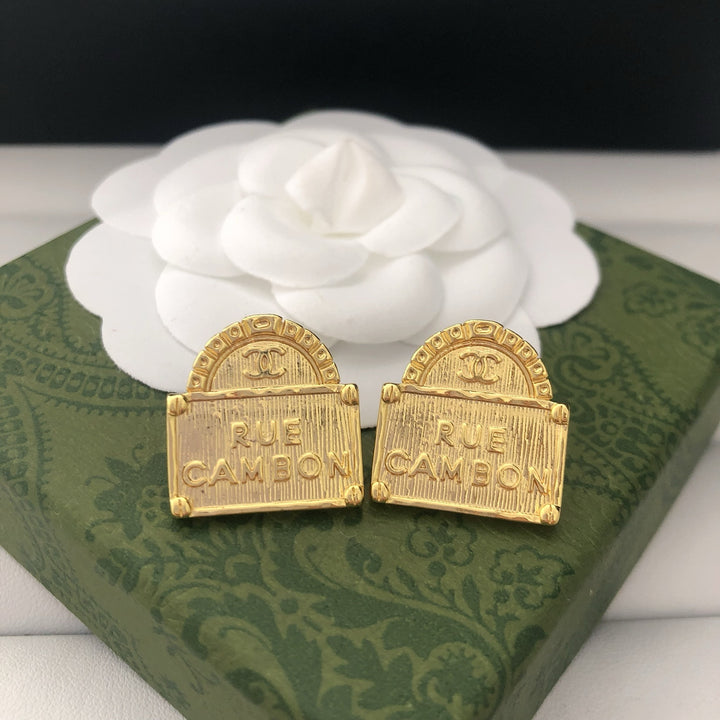 Arch - Topped Signet Earrings