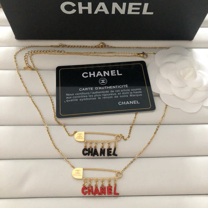 Signature Pin & Letter Pendant Necklace