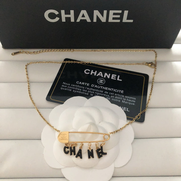 Signature Pin & Letter Pendant Necklace