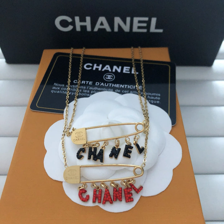 Signature Pin & Letter Pendant Necklace