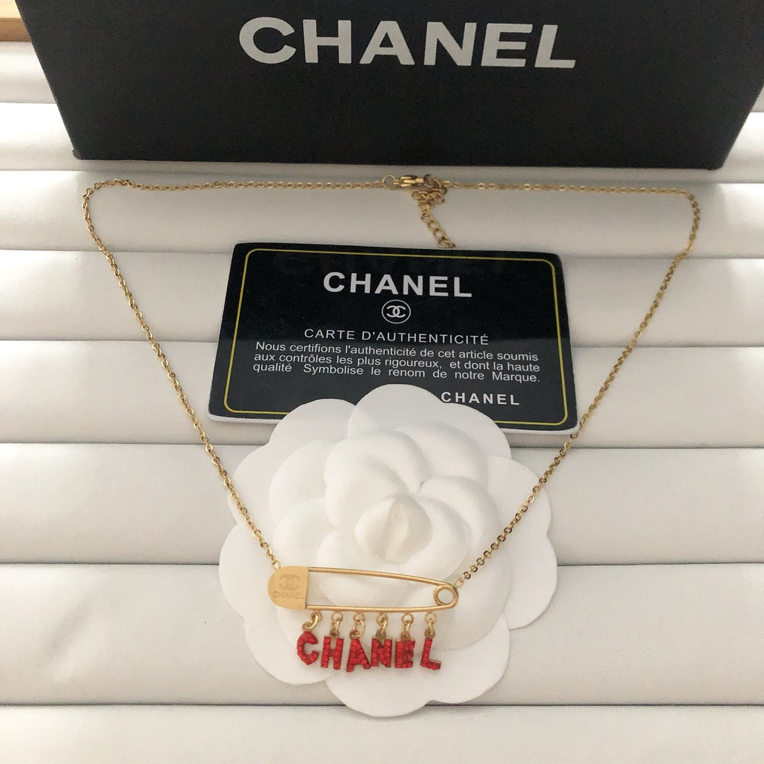 Signature Pin & Letter Pendant Necklace