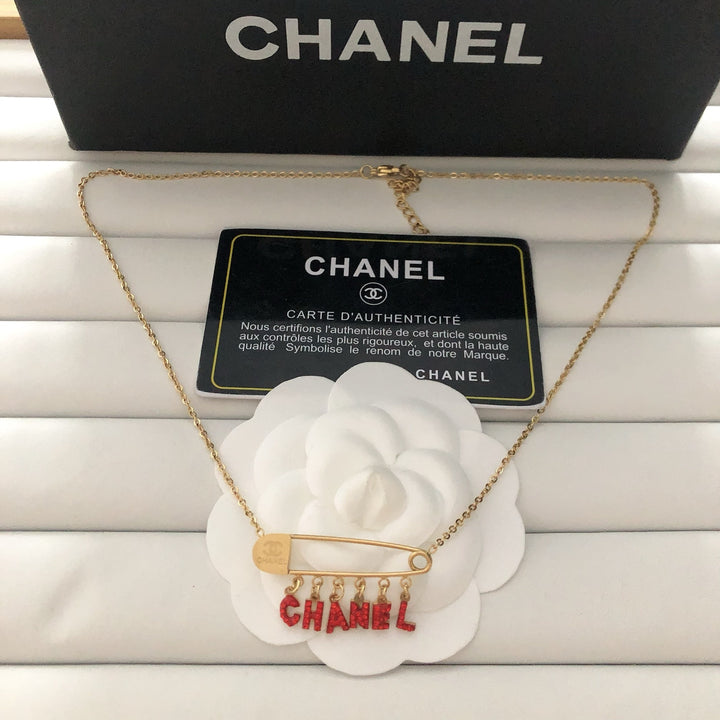 Signature Pin & Letter Pendant Necklace