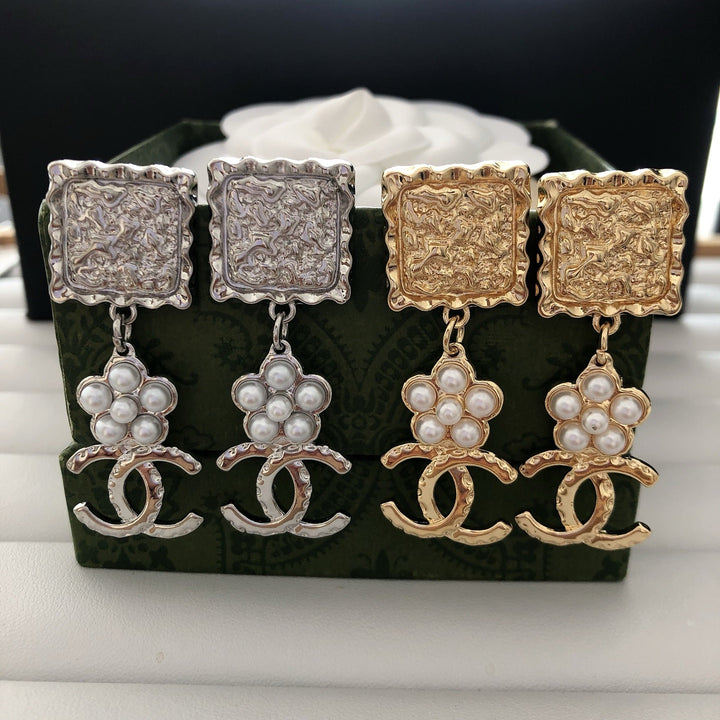 Pearl - Embellished Logo Drop Earrings