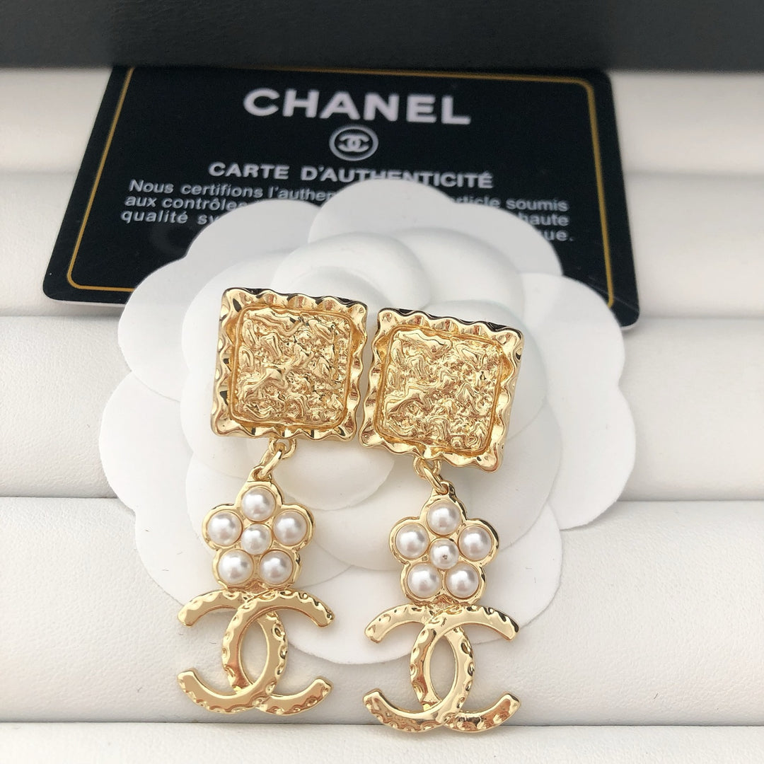 Pearl - Embellished Logo Drop Earrings