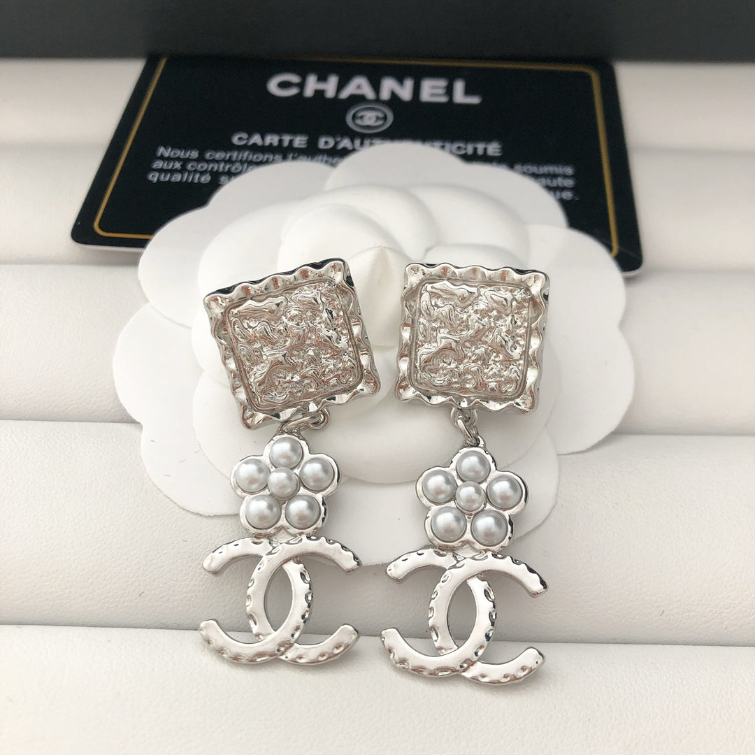 Pearl - Embellished Logo Drop Earrings