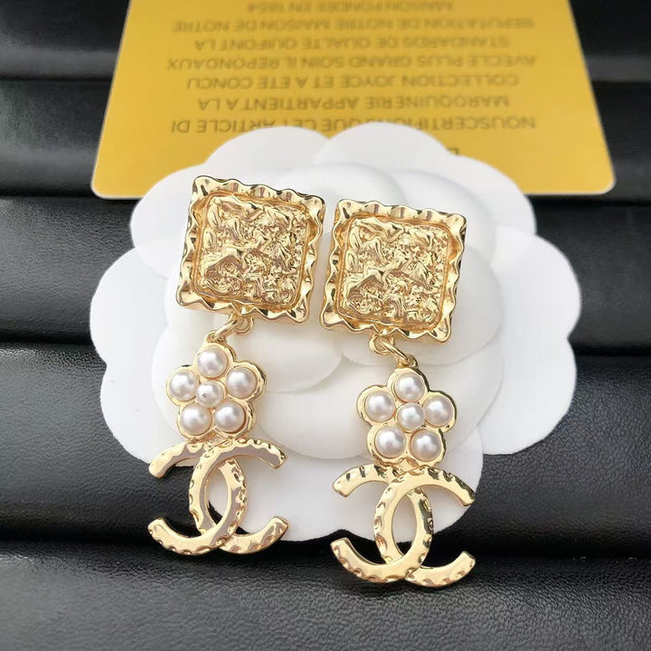 Pearl - Embellished Logo Drop Earrings