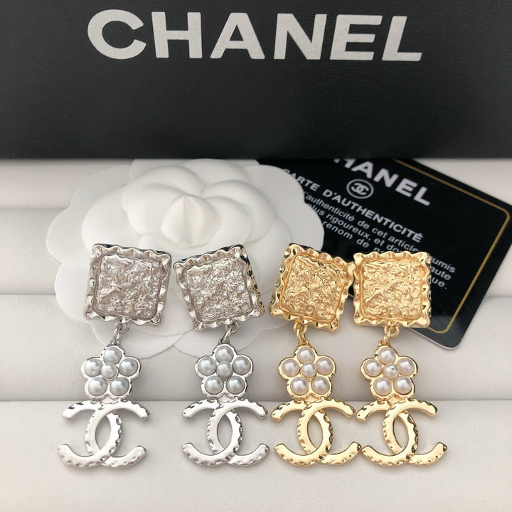 Pearl - Embellished Logo Drop Earrings