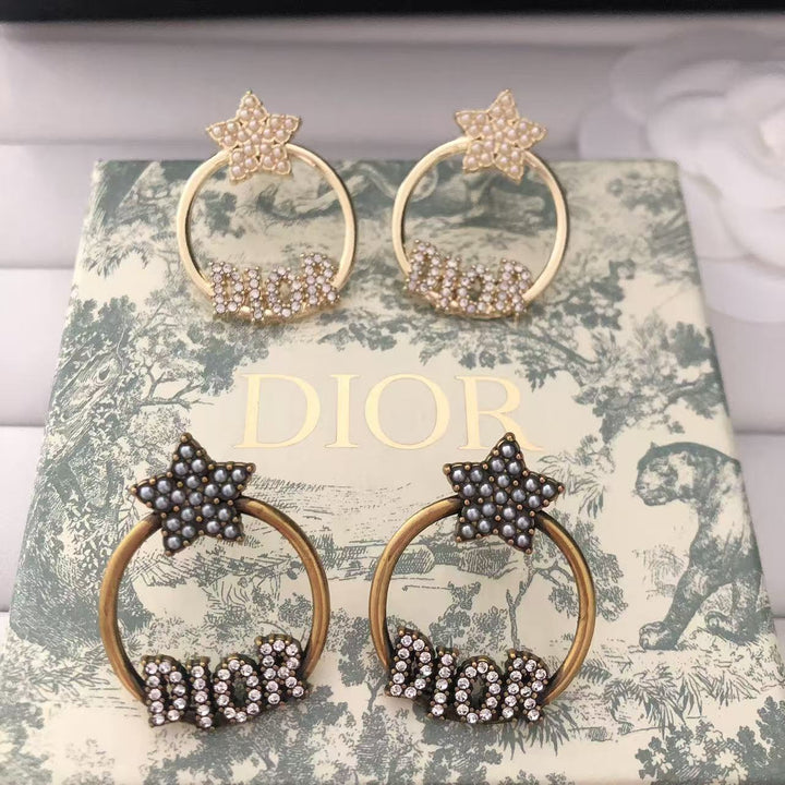 Crystal - Studded Star and Name Hoop Earrings