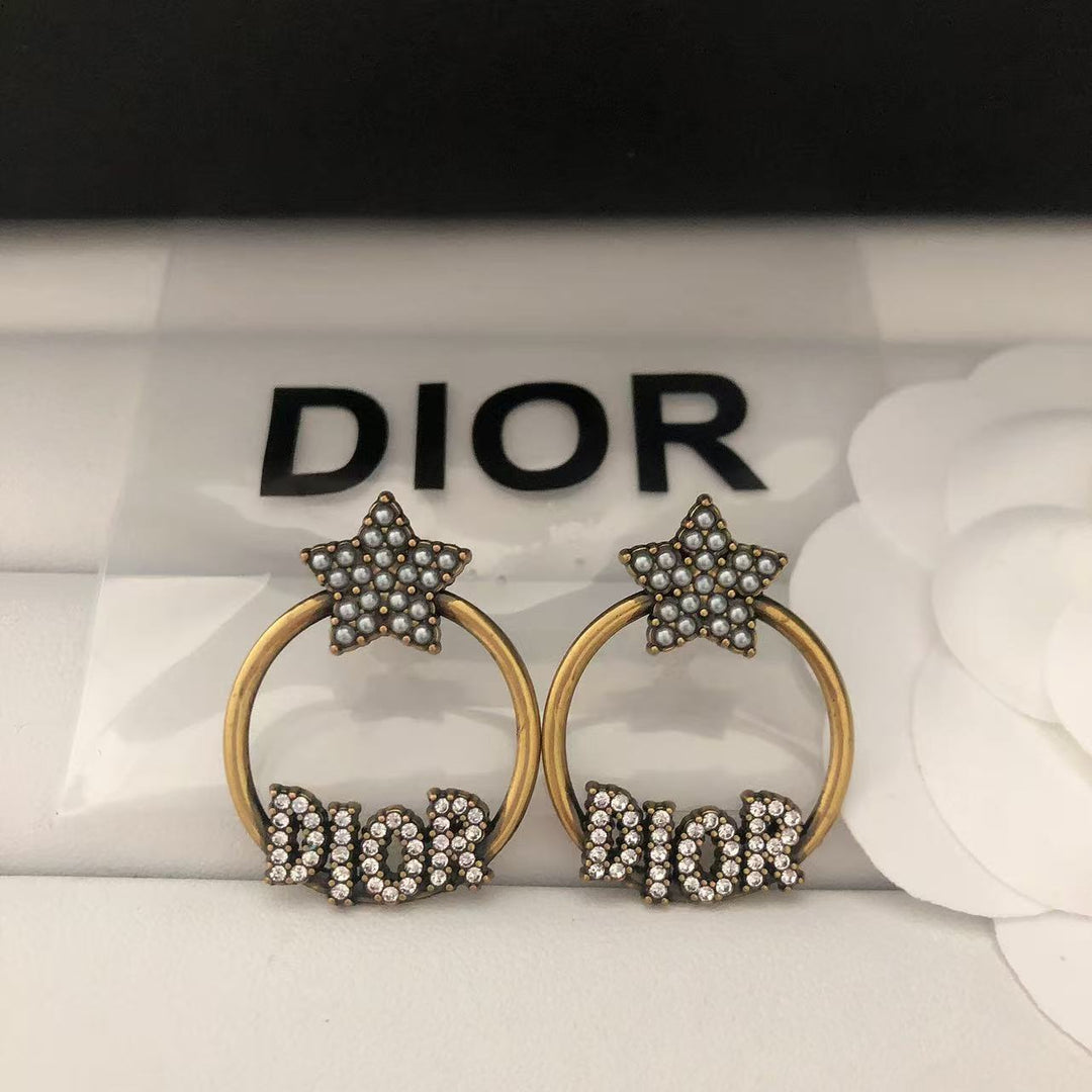Crystal - Studded Star and Name Hoop Earrings