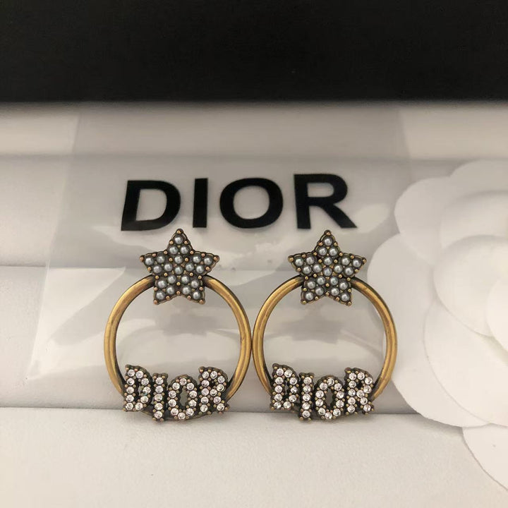 Crystal - Studded Star and Name Hoop Earrings