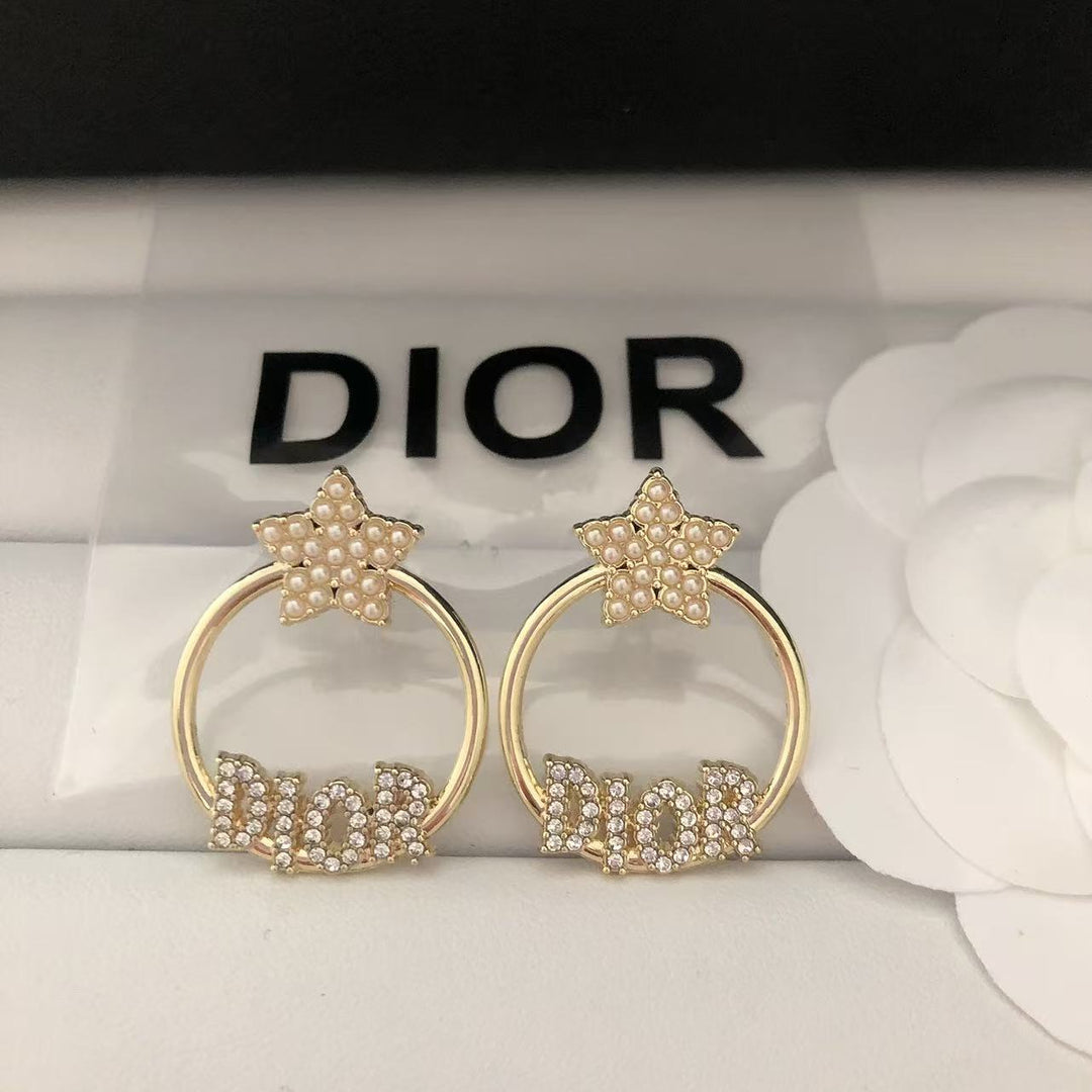 Crystal - Studded Star and Name Hoop Earrings