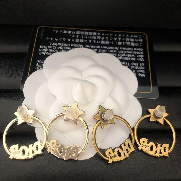 Crystal - Studded Star and Name Hoop Earrings