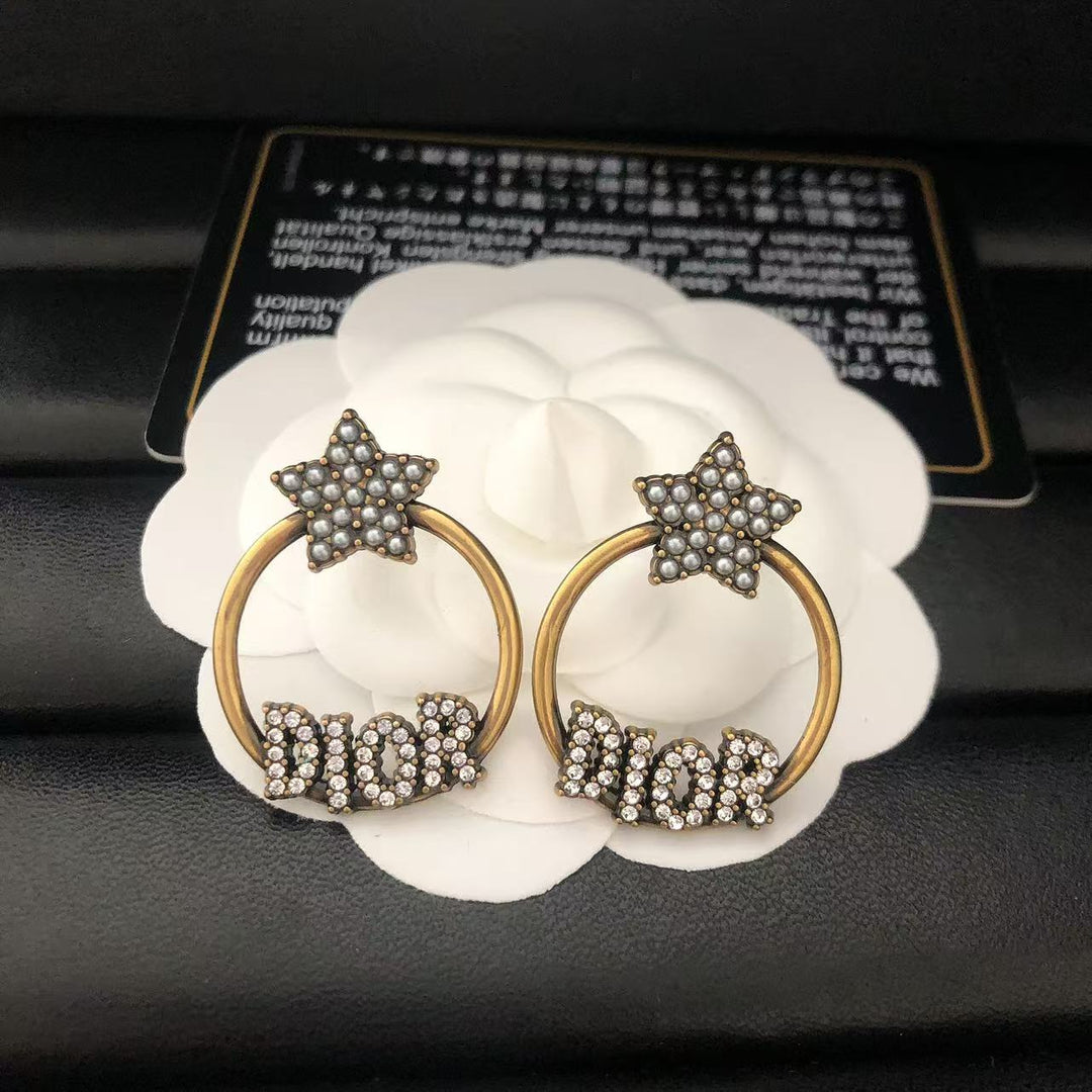 Crystal - Studded Star and Name Hoop Earrings