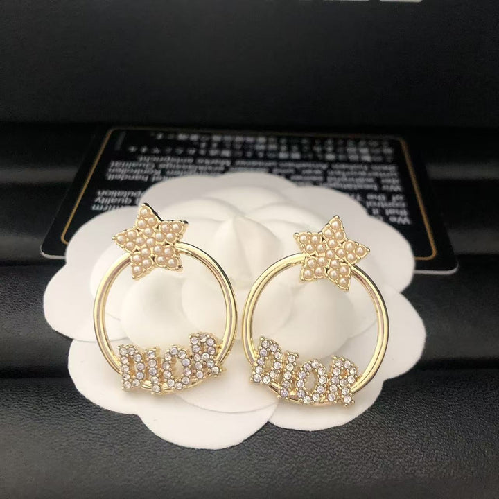 Crystal - Studded Star and Name Hoop Earrings