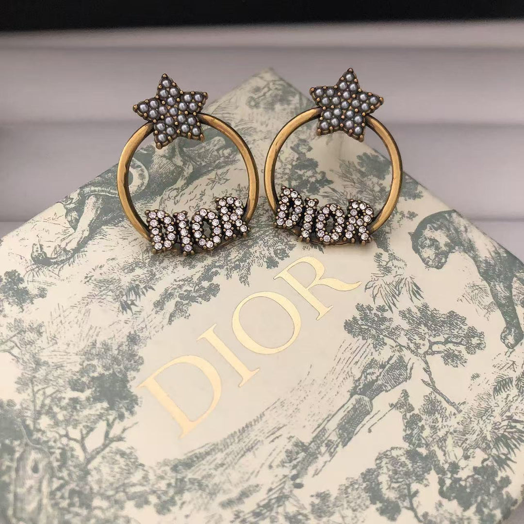 Crystal - Studded Star and Name Hoop Earrings