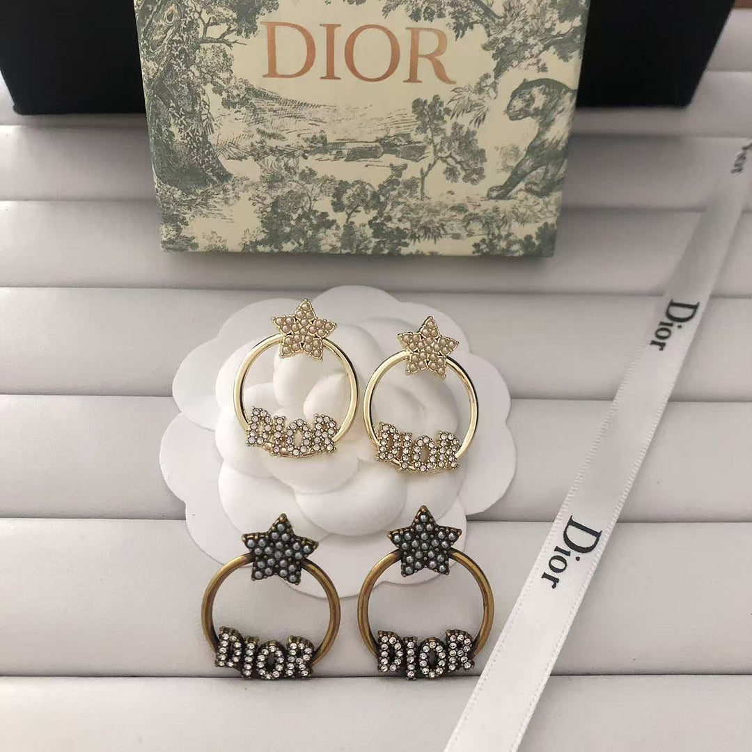 Crystal - Studded Star and Name Hoop Earrings