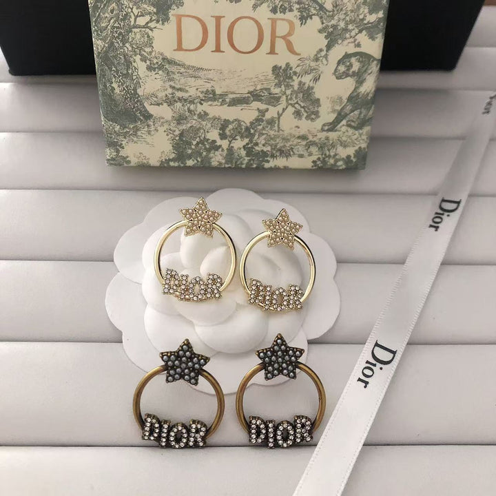 Crystal - Studded Star and Name Hoop Earrings