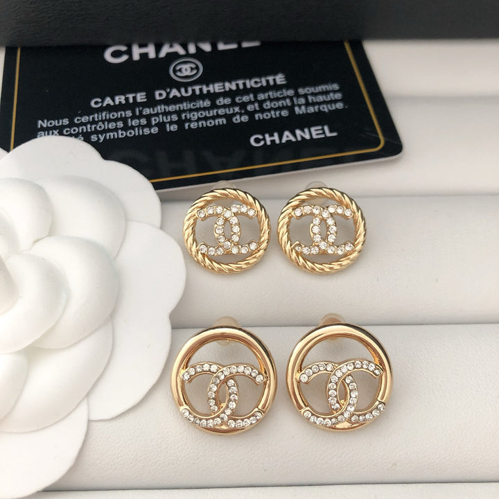 encircled Double - C Stud Earrings