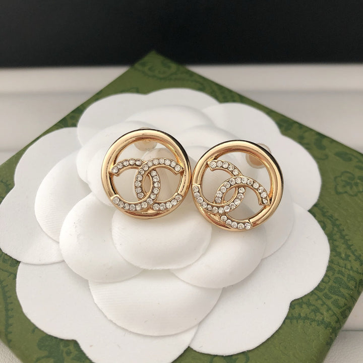 encircled Double - C Stud Earrings