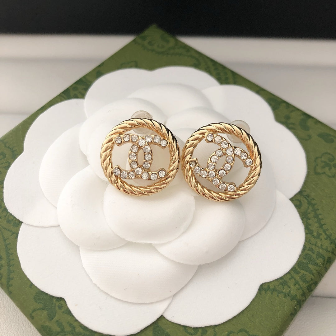 encircled Double - C Stud Earrings