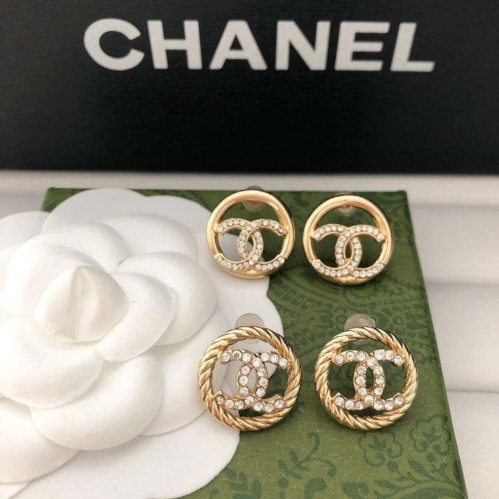 encircled Double - C Stud Earrings
