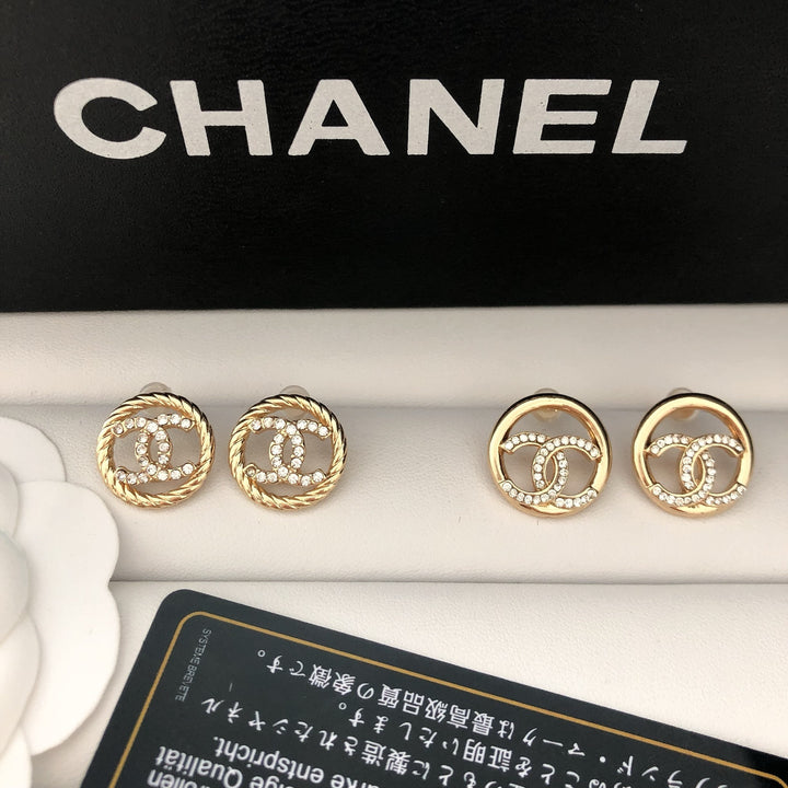 encircled Double - C Stud Earrings