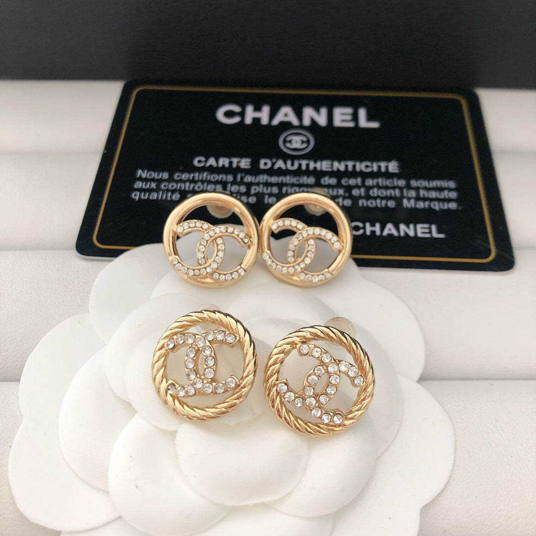 encircled Double - C Stud Earrings