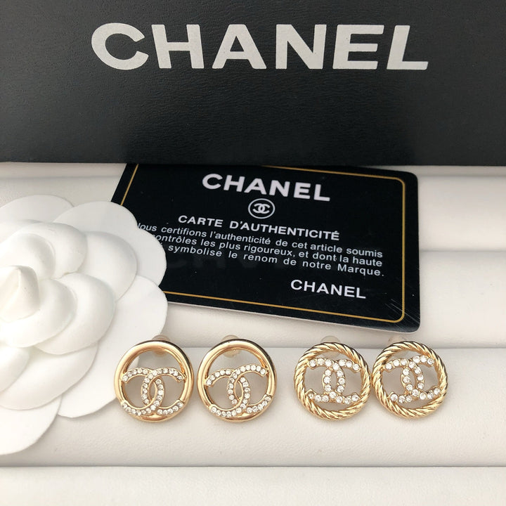 encircled Double - C Stud Earrings