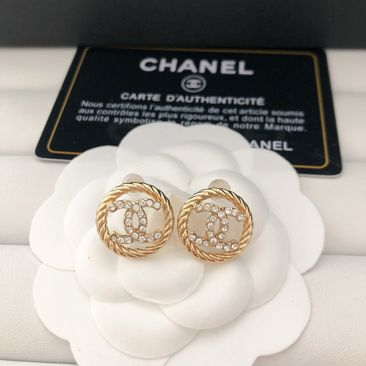 encircled Double - C Stud Earrings