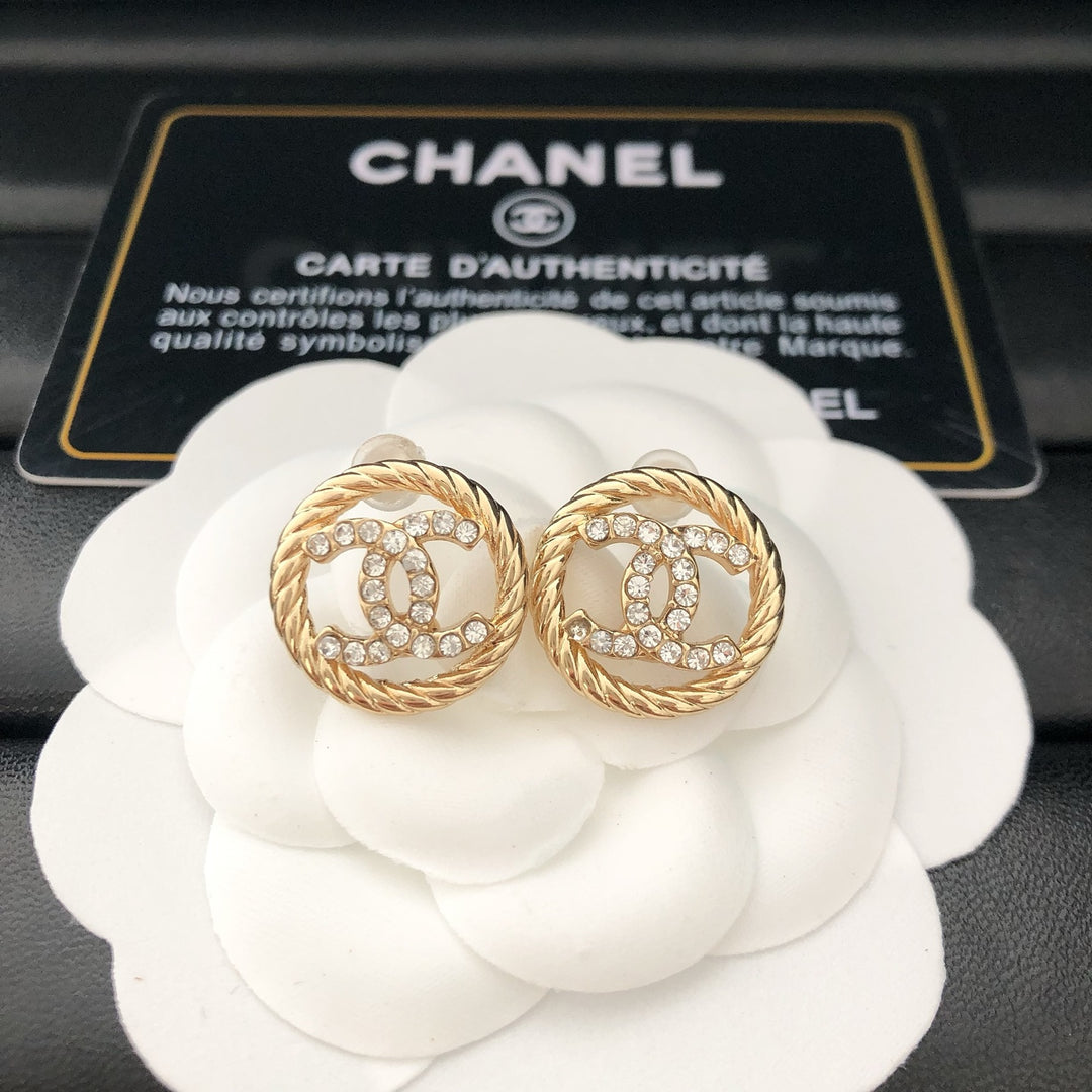 encircled Double - C Stud Earrings