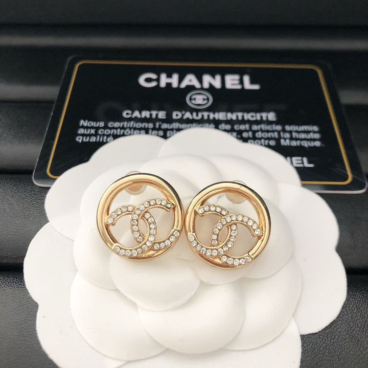 encircled Double - C Stud Earrings