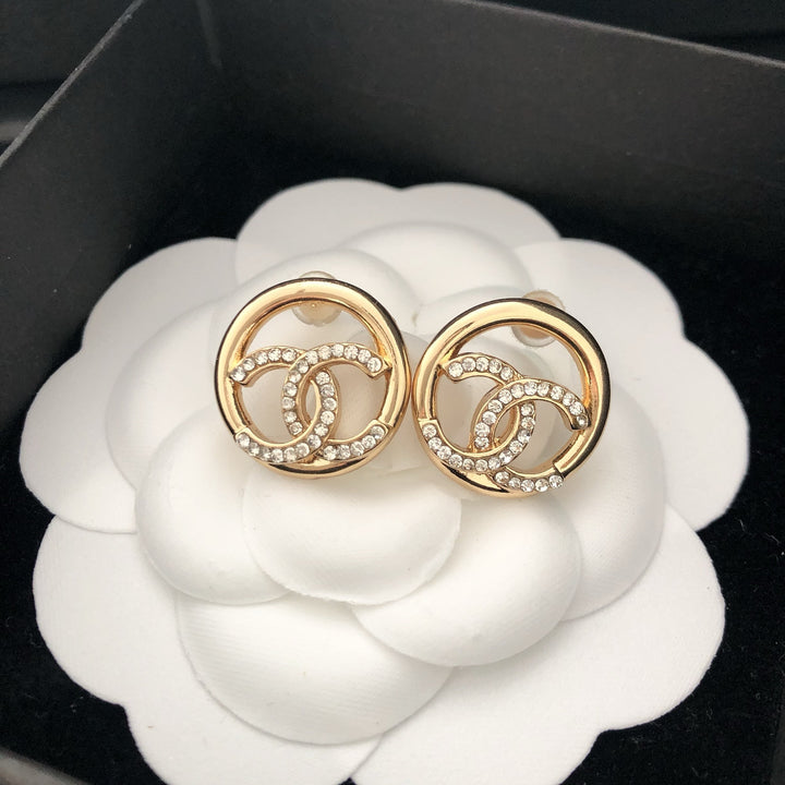 encircled Double - C Stud Earrings