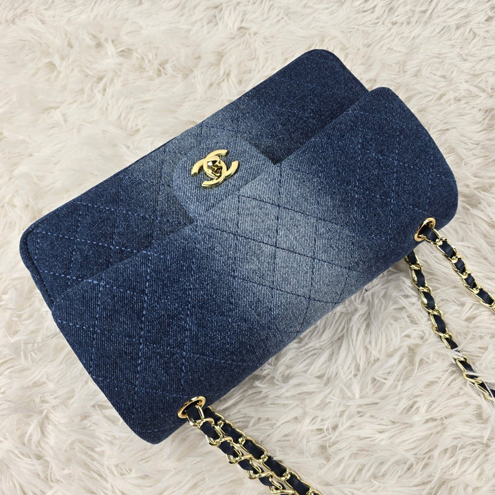 Ombre Denim Diamond Quilt Crossbody