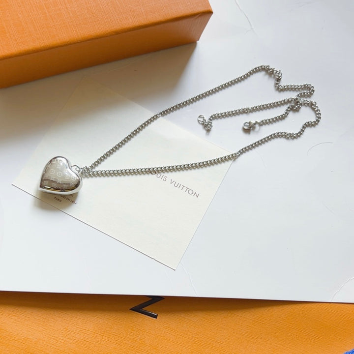 Silver Heart - Shaped Pendant Necklace