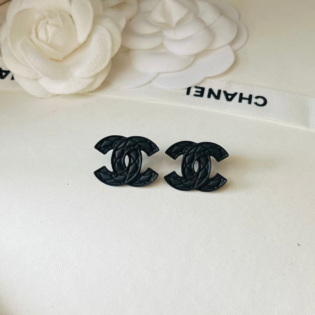 2 Color - Quilted Logo Drop Earrings