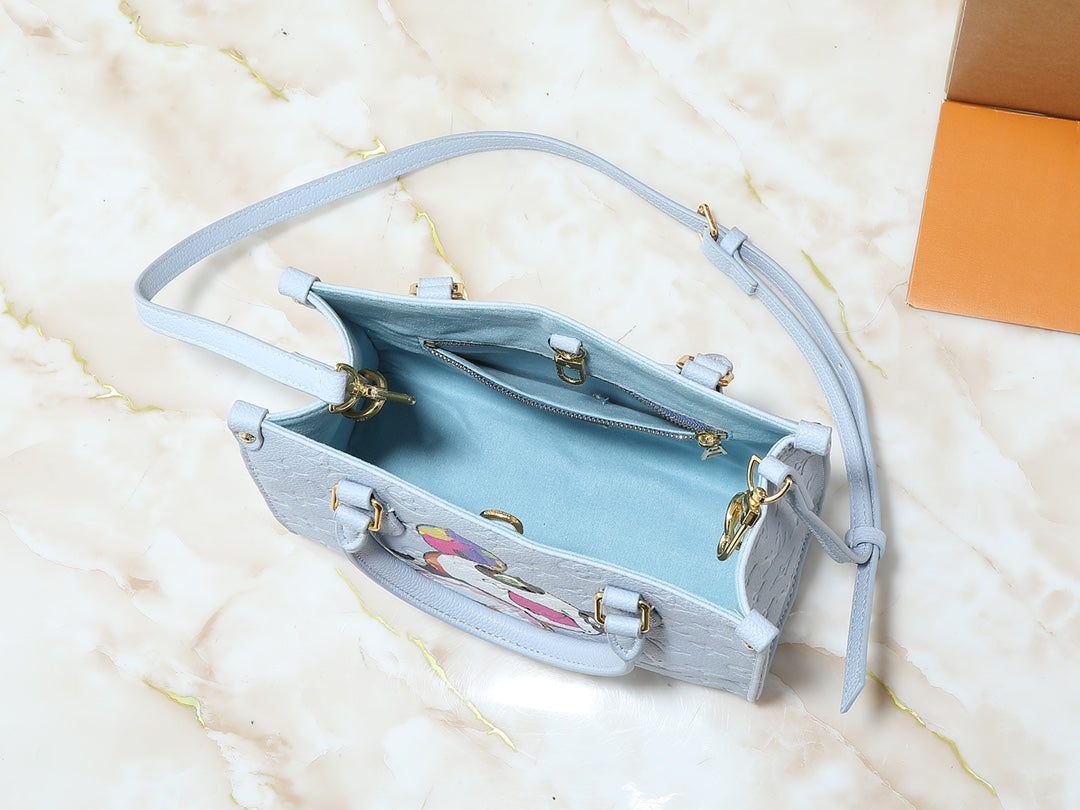 Pastel Blue Cartoon Embellished Tote