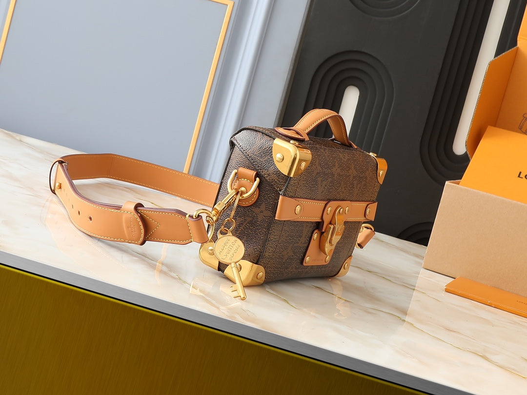 6 Color Monogram Print Trunk Crossbody Bag