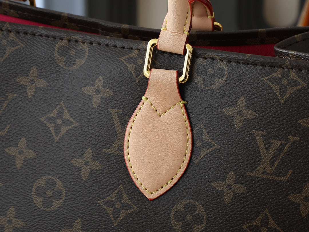 2 Size Floral Embellished Monogram Tote