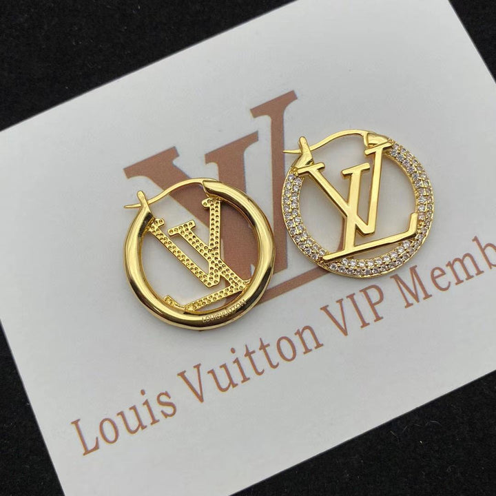 Fashion Alphabet Rhinestone Round Earrings