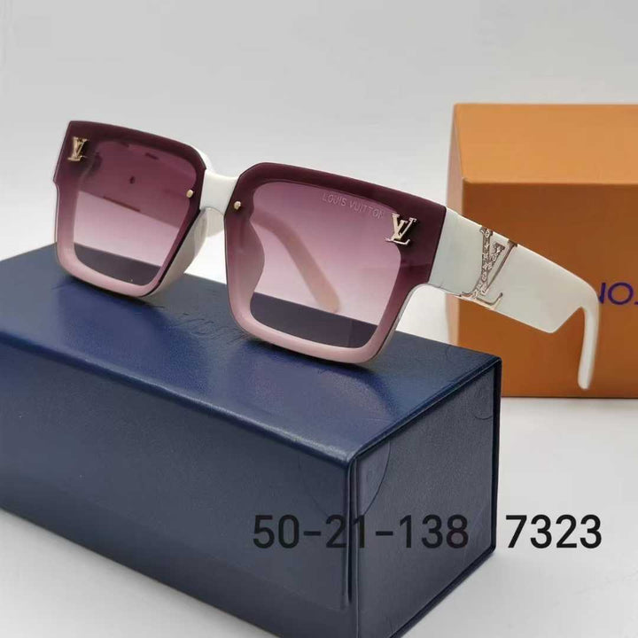 7 Color Metal Badge Square Sunglasses