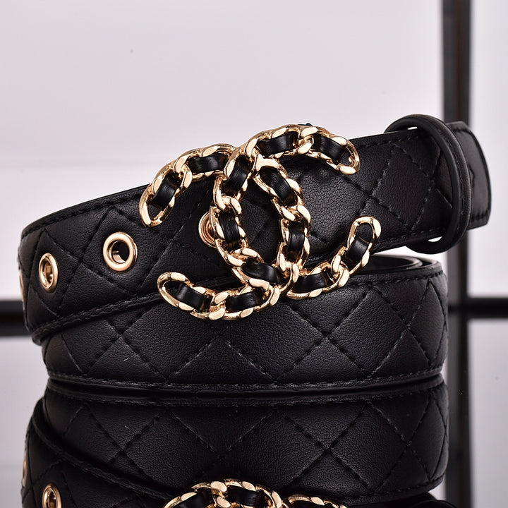 Two-color diamond plaid women's belt