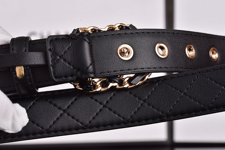 Two-color diamond plaid women's belt