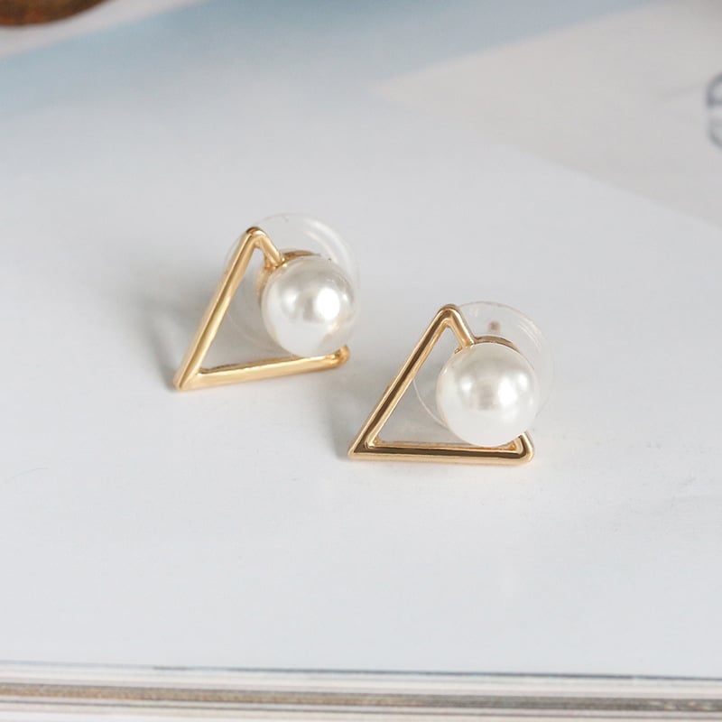 Triangle Pearl Earrings