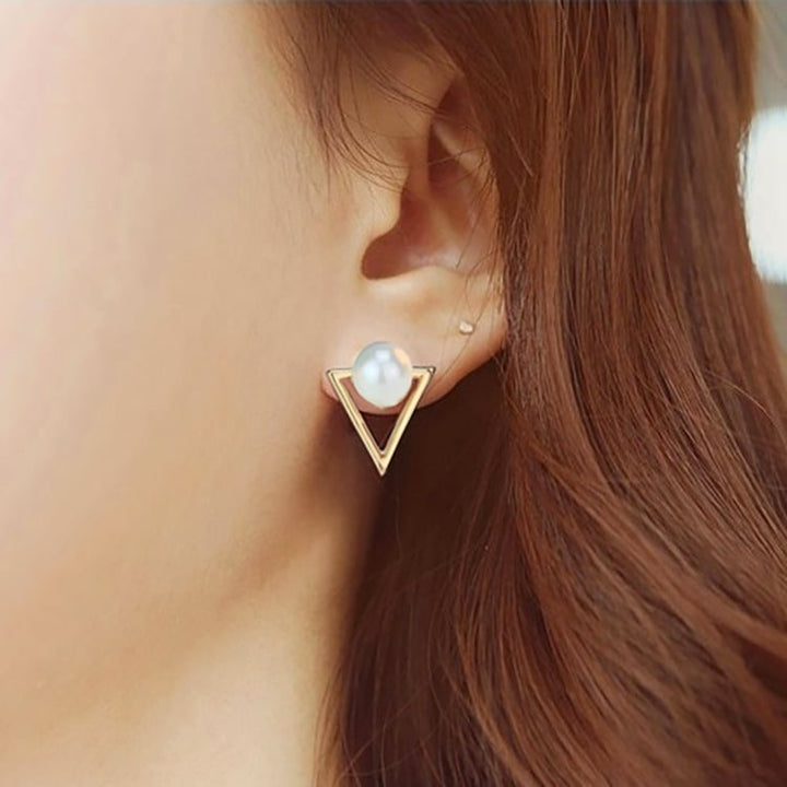 Triangle Pearl Earrings
