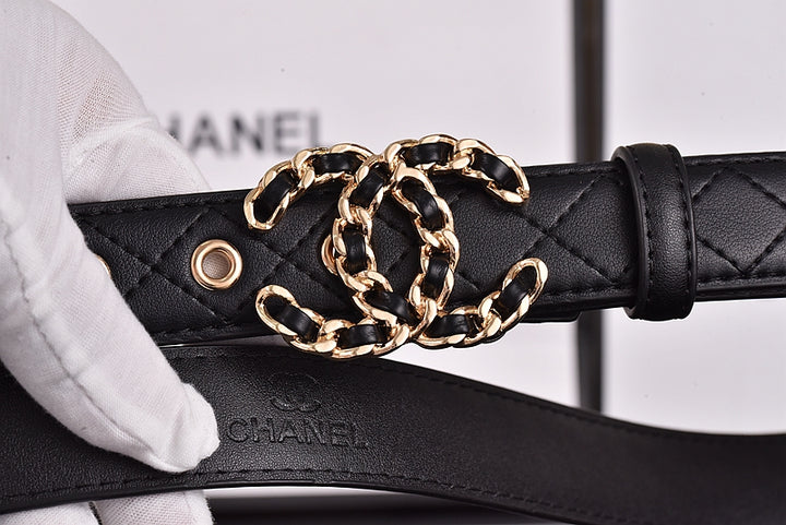 Two-color diamond plaid women's belt