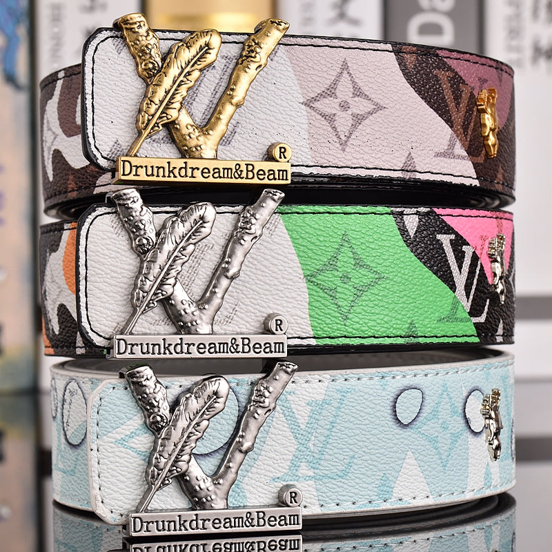 3 Color Letter Buckle Graffiti Belt