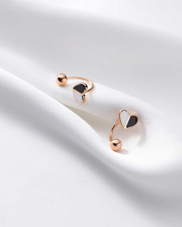 Black and White Heart Jacket Earrings