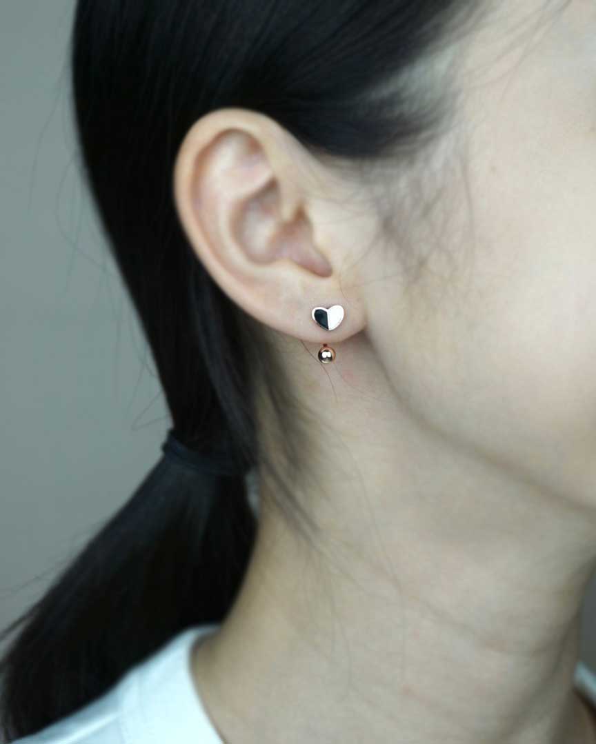 Black and White Heart Jacket Earrings