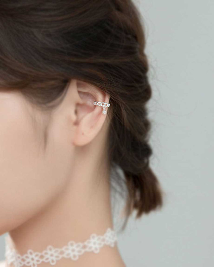 Snowflake Charm Chain Link Ear Cuffs