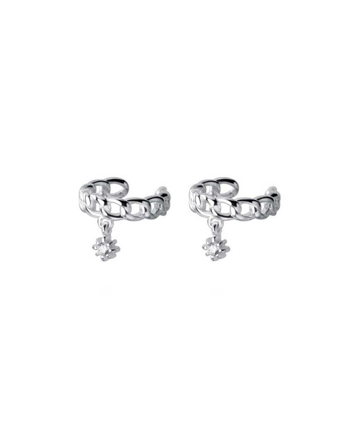 Snowflake Charm Chain Link Ear Cuffs